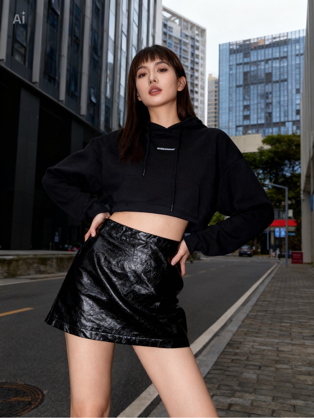 SHEIN Black Faux Leather Mini Skirt